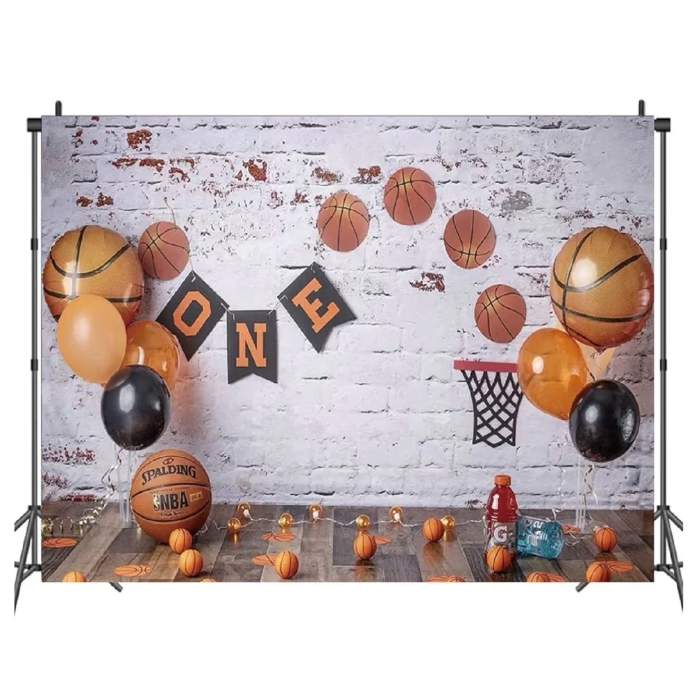 Basketball theme 1st birthday baby boy photo backdrop background